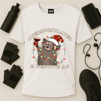 Overstimulated And Festive Af Raccoon Christmas Sweatshirt Cooling Performance Crew T-Shirt
