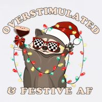 Overstimulated And Festive Af Raccoon Christmas Sweatshirt Cooling Performance Crew T-Shirt