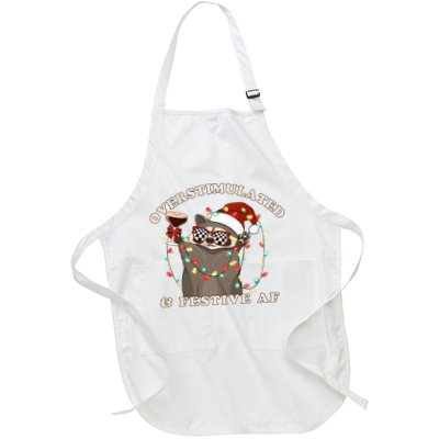 Overstimulated And Festive Af Raccoon Christmas Sweatshirt Apron