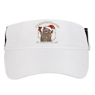 Overstimulated And Festive Af Raccoon Christmas Sweatshirt Adult Drive Performance Visor
