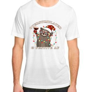 Overstimulated And Festive Af Raccoon Christmas Sweatshirt Adult ChromaSoft Performance T-Shirt