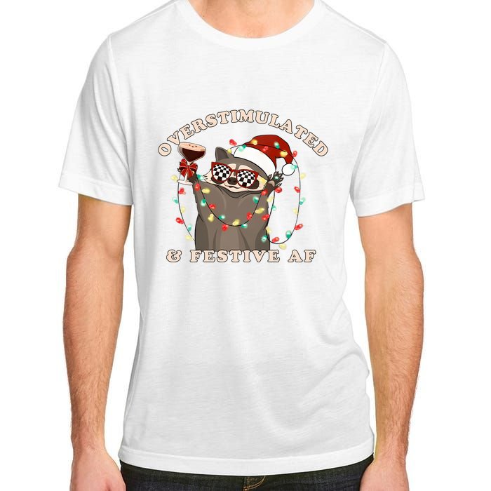 Overstimulated And Festive Af Raccoon Christmas Sweatshirt Adult ChromaSoft Performance T-Shirt