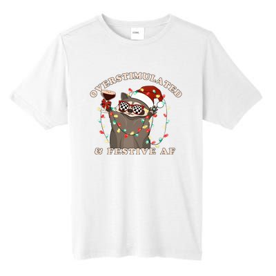 Overstimulated And Festive Af Raccoon Christmas Sweatshirt Tall Fusion ChromaSoft Performance T-Shirt