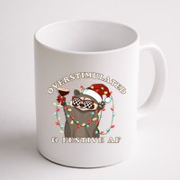 Overstimulated And Festive Af Raccoon Christmas Sweatshirt Mug