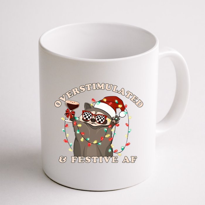 Overstimulated And Festive Af Raccoon Christmas Sweatshirt Mug