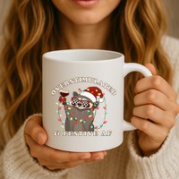 Overstimulated And Festive Af Raccoon Christmas Sweatshirt Mug