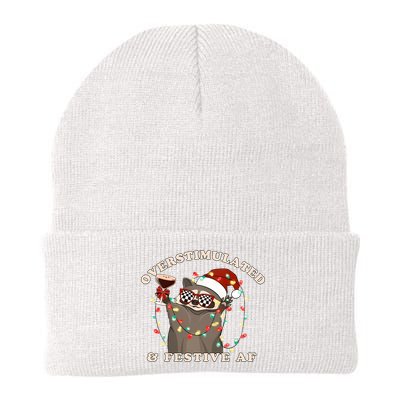 Overstimulated And Festive Af Raccoon Christmas Sweatshirt Beanie