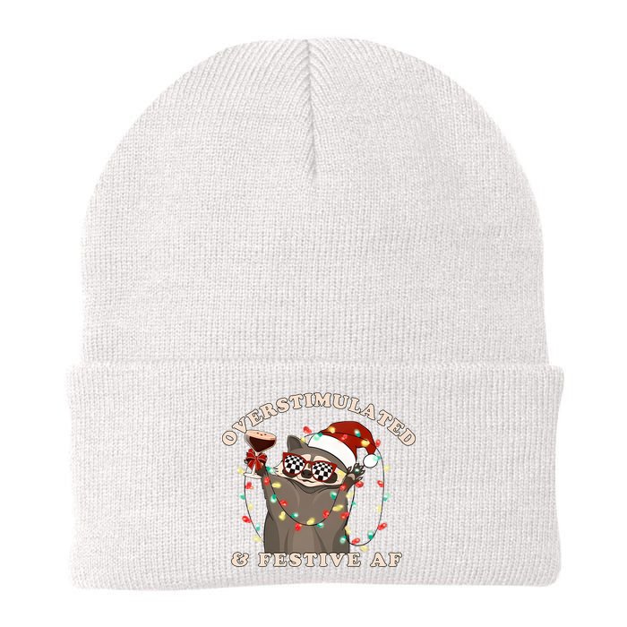 Overstimulated And Festive Af Raccoon Christmas Sweatshirt Beanie