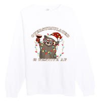 Overstimulated And Festive Af Raccoon Christmas Sweatshirt Premium Crewneck Sweatshirt