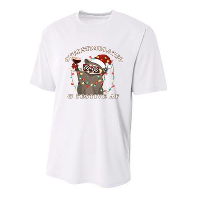 Overstimulated And Festive Af Raccoon Christmas Sweatshirt Youth Performance Sprint T-Shirt