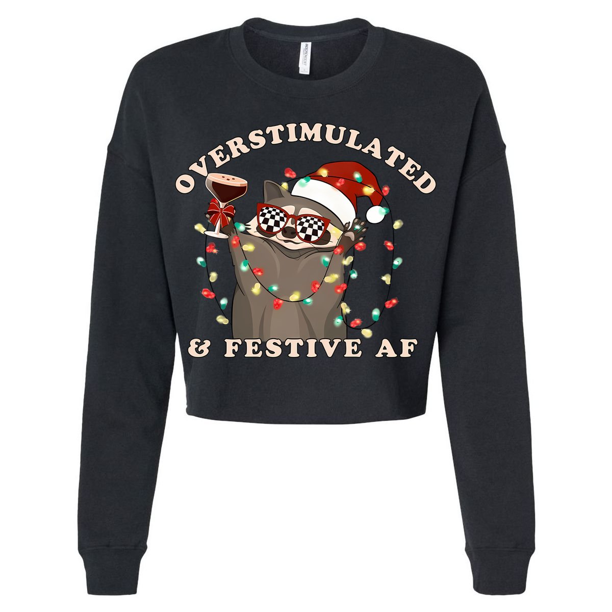 Overstimulated And Festive Af Raccoon Christmas Sweatshirt Hat