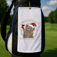 Overstimulated And Festive Af Raccoon Christmas Sweatshirt Golf Towel