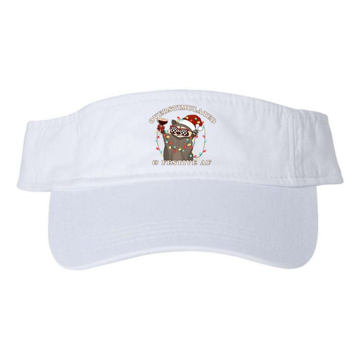 Overstimulated And Festive Af Raccoon Christmas Sweatshirt Visor