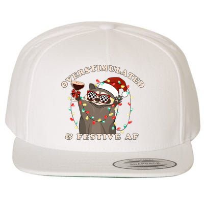 Overstimulated And Festive Af Raccoon Christmas Sweatshirt Wool Snapback Cap