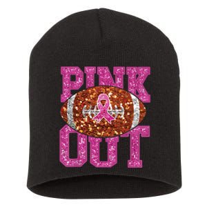 Out American Football Game Day Breast Cancer Awareness Short Acrylic Beanie