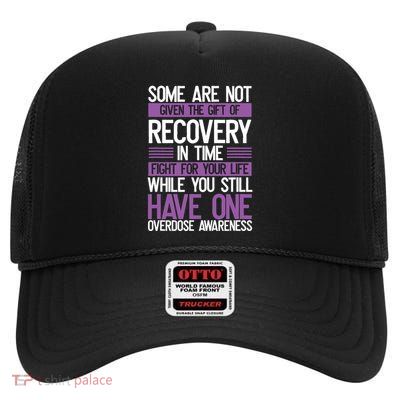 Overdose Awareness Fighter Purple Ribbon Drug Abuse High Crown Mesh Back Trucker Hat
