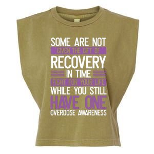 Overdose Awareness Fighter Purple Ribbon Drug Abuse Garment-Dyed Women's Muscle Tee