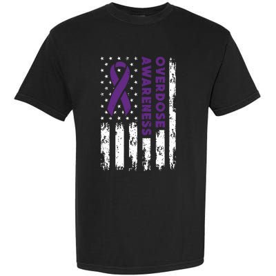 Overdose Awareness Flag Purple Ribbon Addiction Recovery Garment-Dyed Heavyweight T-Shirt