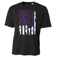 Overdose Awareness Flag Purple Ribbon Addiction Recovery Cooling Performance Crew T-Shirt