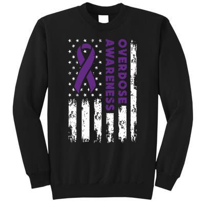 Overdose Awareness Flag Purple Ribbon Addiction Recovery Sweatshirt