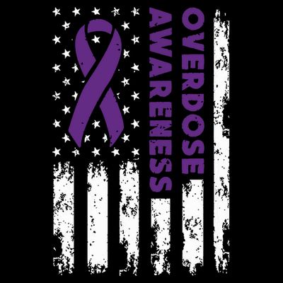 Overdose Awareness Flag Purple Ribbon Addiction Recovery T-Shirt