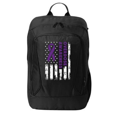 Overdose Awareness Flag Purple Ribbon Addiction Recovery City Backpack