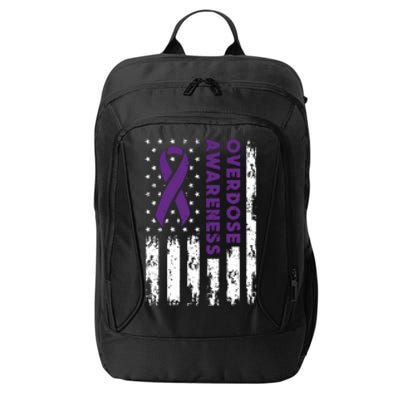 Overdose Awareness Flag Purple Ribbon Addiction Recovery City Backpack