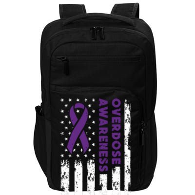 Overdose Awareness Flag Purple Ribbon Addiction Recovery Impact Tech Backpack