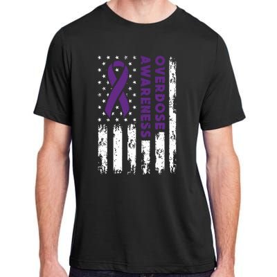 Overdose Awareness Flag Purple Ribbon Addiction Recovery Adult ChromaSoft Performance T-Shirt