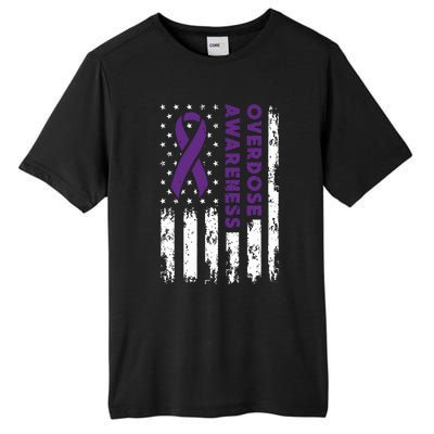 Overdose Awareness Flag Purple Ribbon Addiction Recovery Tall Fusion ChromaSoft Performance T-Shirt