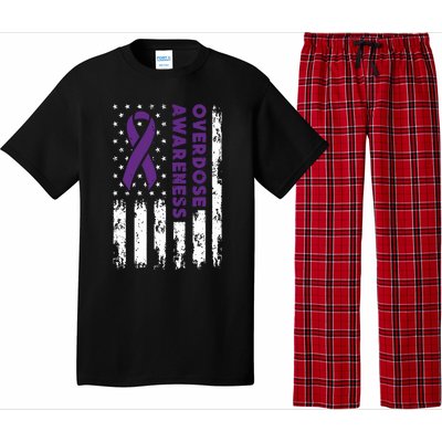 Overdose Awareness Flag Purple Ribbon Addiction Recovery Pajama Set