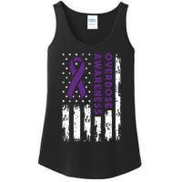 Overdose Awareness Flag Purple Ribbon Addiction Recovery Ladies Essential Tank