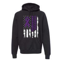 Overdose Awareness Flag Purple Ribbon Addiction Recovery Premium Hoodie