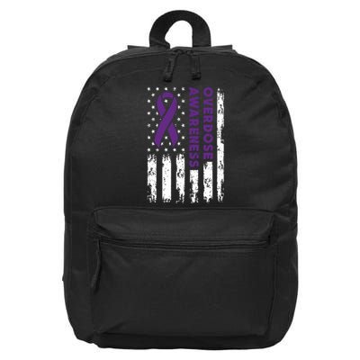 Overdose Awareness Flag Purple Ribbon Addiction Recovery 16 in Basic Backpack