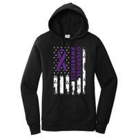 Overdose Awareness Flag Purple Ribbon Addiction Recovery Women's Pullover Hoodie