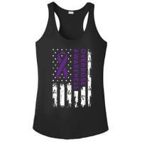 Overdose Awareness Flag Purple Ribbon Addiction Recovery Ladies PosiCharge Competitor Racerback Tank