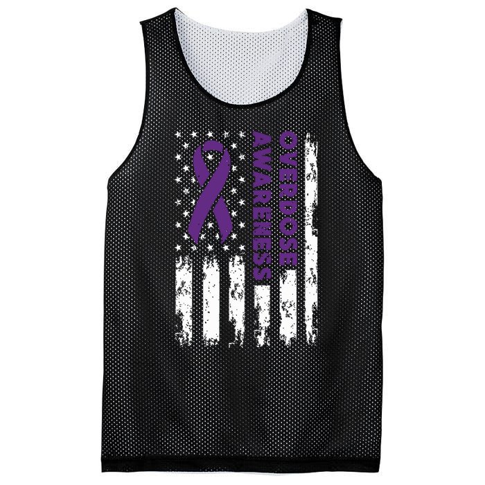 Overdose Awareness Flag Purple Ribbon Addiction Recovery Mesh Reversible Basketball Jersey Tank