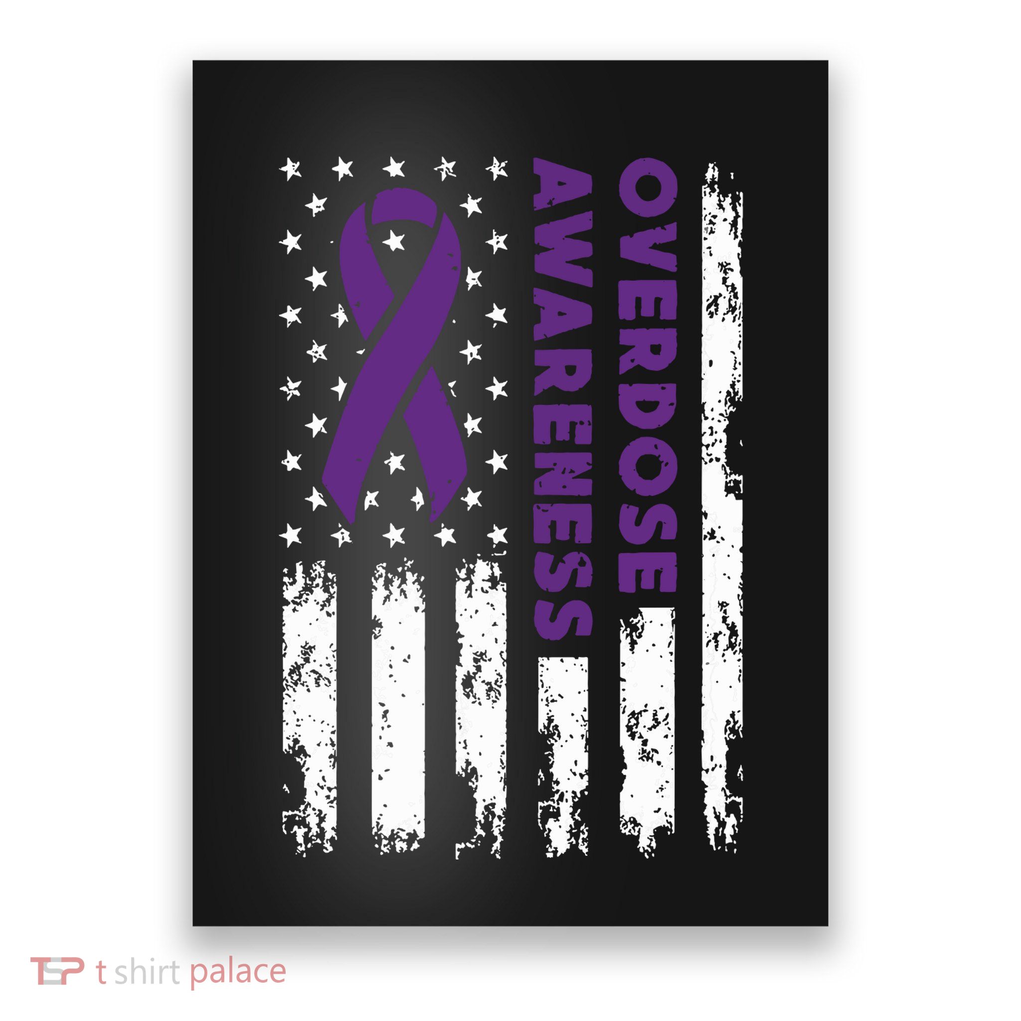 Overdose Awareness Flag Purple Ribbon Addiction Recovery Poster