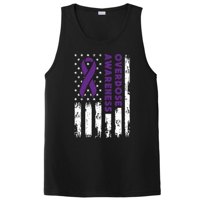 Overdose Awareness Flag Purple Ribbon Addiction Recovery PosiCharge Competitor Tank