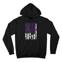 Overdose Awareness Flag Purple Ribbon Addiction Recovery Tall Hoodie