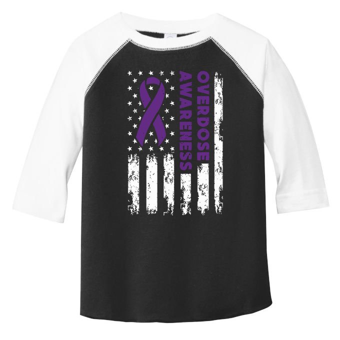 Overdose Awareness Flag Purple Ribbon Addiction Recovery Toddler Fine Jersey T-Shirt
