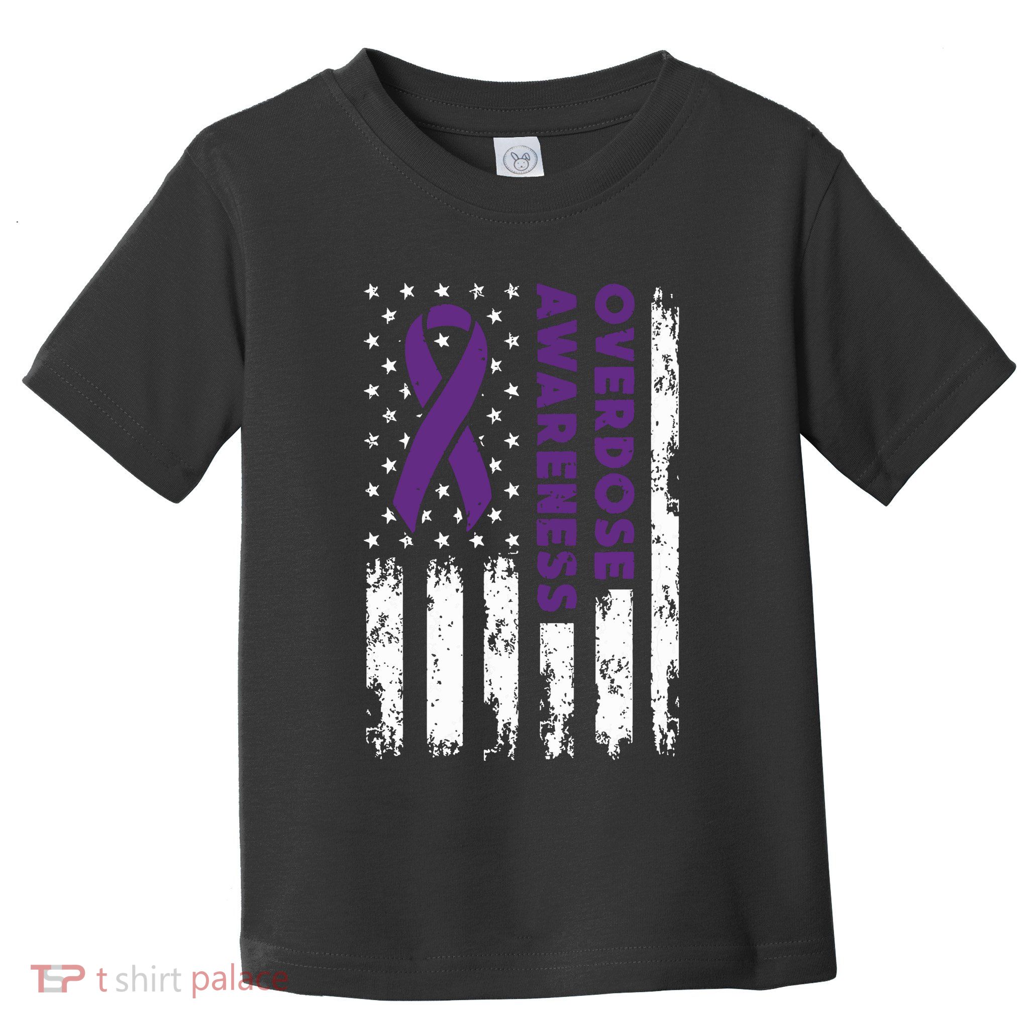 Overdose Awareness Flag Purple Ribbon Addiction Recovery Toddler T-Shirt
