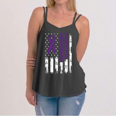 Overdose Awareness Flag Purple Ribbon Addiction Recovery Women's Strappy Tank