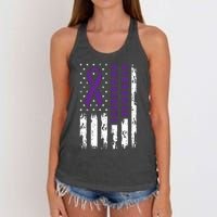 Overdose Awareness Flag Purple Ribbon Addiction Recovery Women's Knotted Racerback Tank