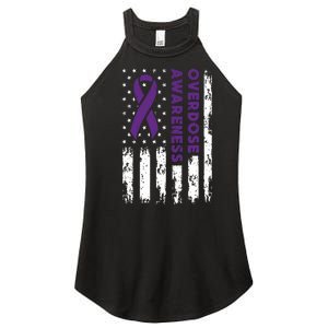 Overdose Awareness Flag Purple Ribbon Addiction Recovery Women's Perfect Tri Rocker Tank