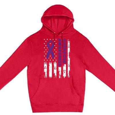 Overdose Awareness Flag Purple Ribbon Addiction Recovery Premium Pullover Hoodie