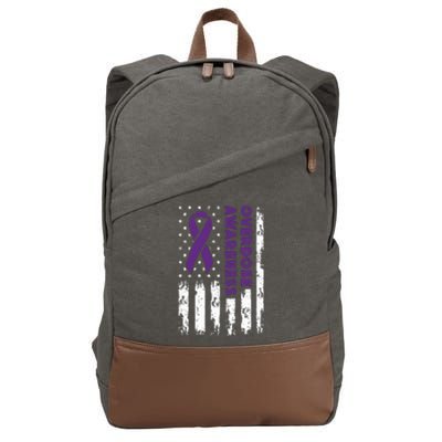 Overdose Awareness Flag Purple Ribbon Addiction Recovery Cotton Canvas Backpack