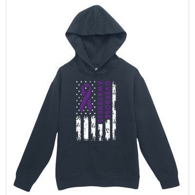 Overdose Awareness Flag Purple Ribbon Addiction Recovery Urban Pullover Hoodie