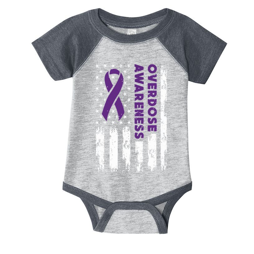 Overdose Awareness Flag Purple Ribbon Addiction Recovery Infant Baby Jersey Bodysuit