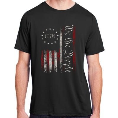 Old American Flag Patriotic 1776 We The People Usa Adult ChromaSoft Performance T-Shirt